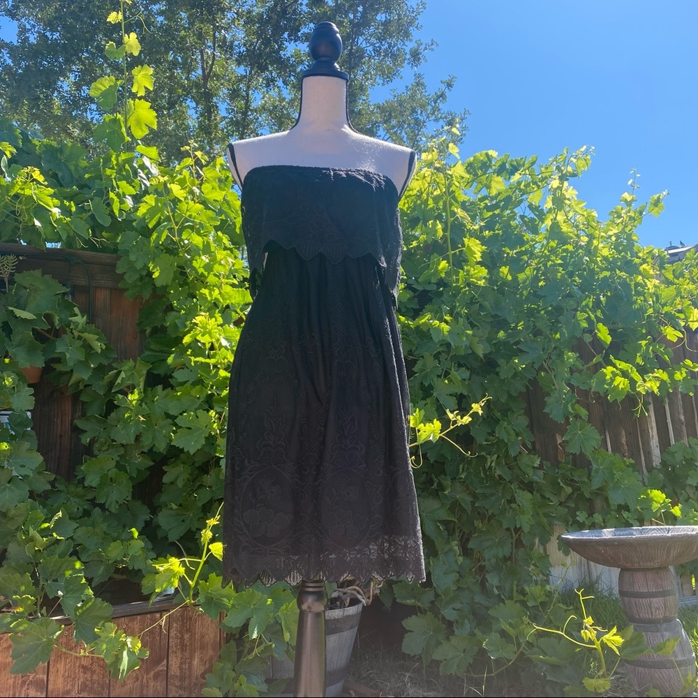 Express Strapless Black Lace Mini Dress Size S